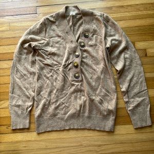 J Crew tan V neck sweater with buttons. Size medium. Excellent used condition.